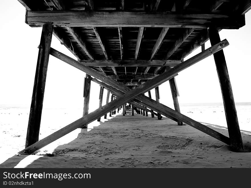 The underside of a pier.