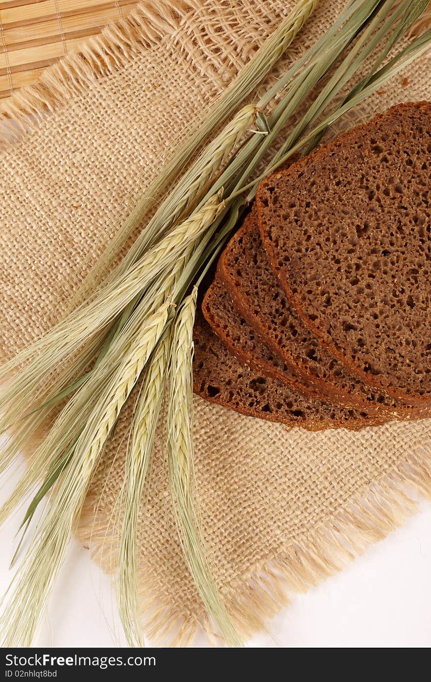 Vertical projection The baked bread and grain cereals close up. Vertical projection The baked bread and grain cereals close up