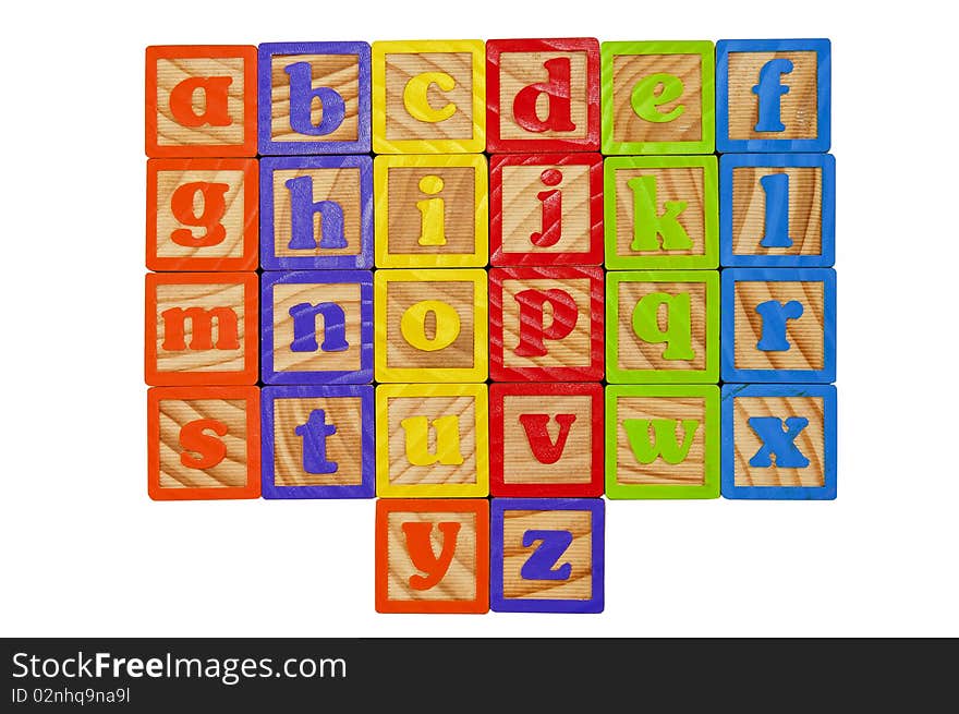 Childrens Alphabet Blocks of the whole alphabet in Lower case letters