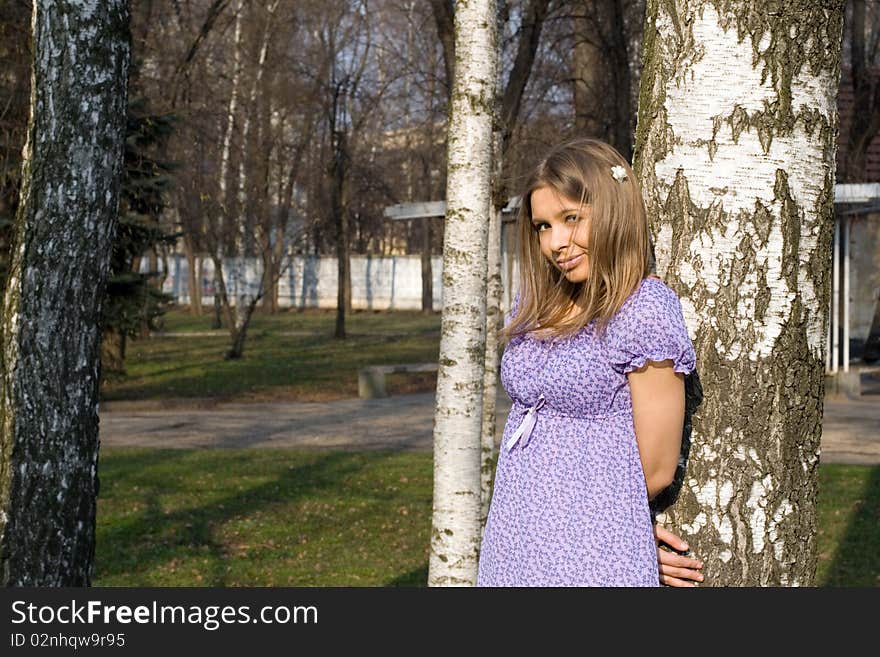 Girl walking outdoor in park