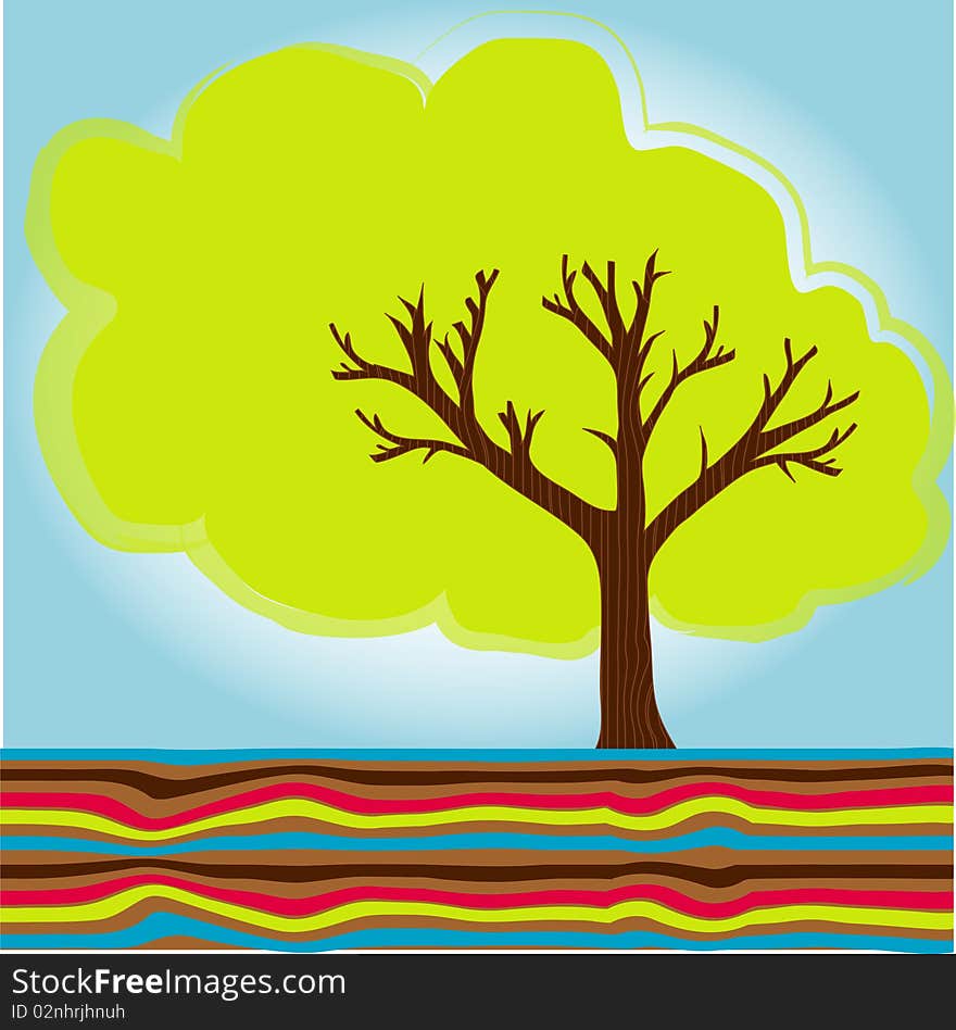 Cute summer tree against bright bold colors, with plenty of room for your text!