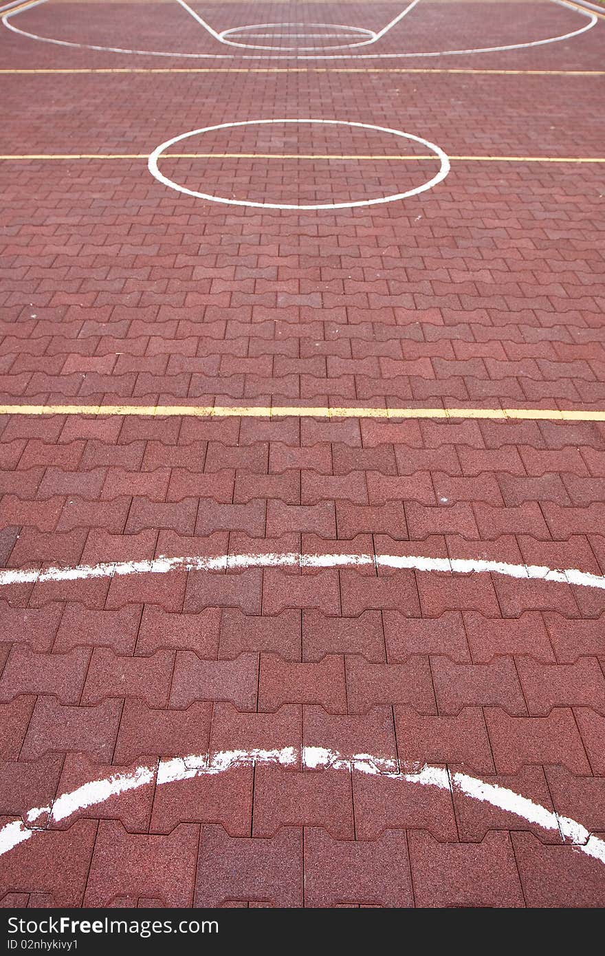 Lines on a basketball field. Lines on a basketball field