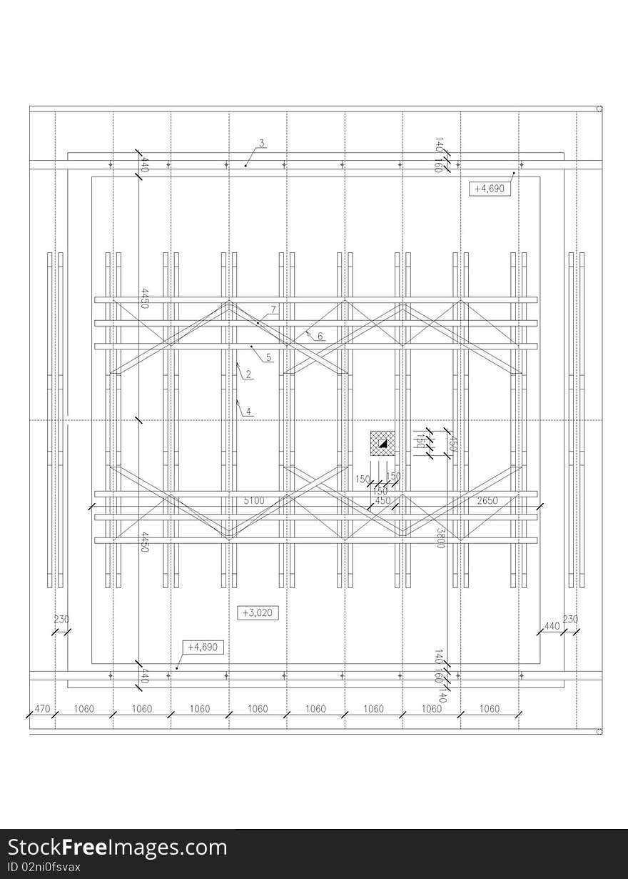 2D ground plan of truss