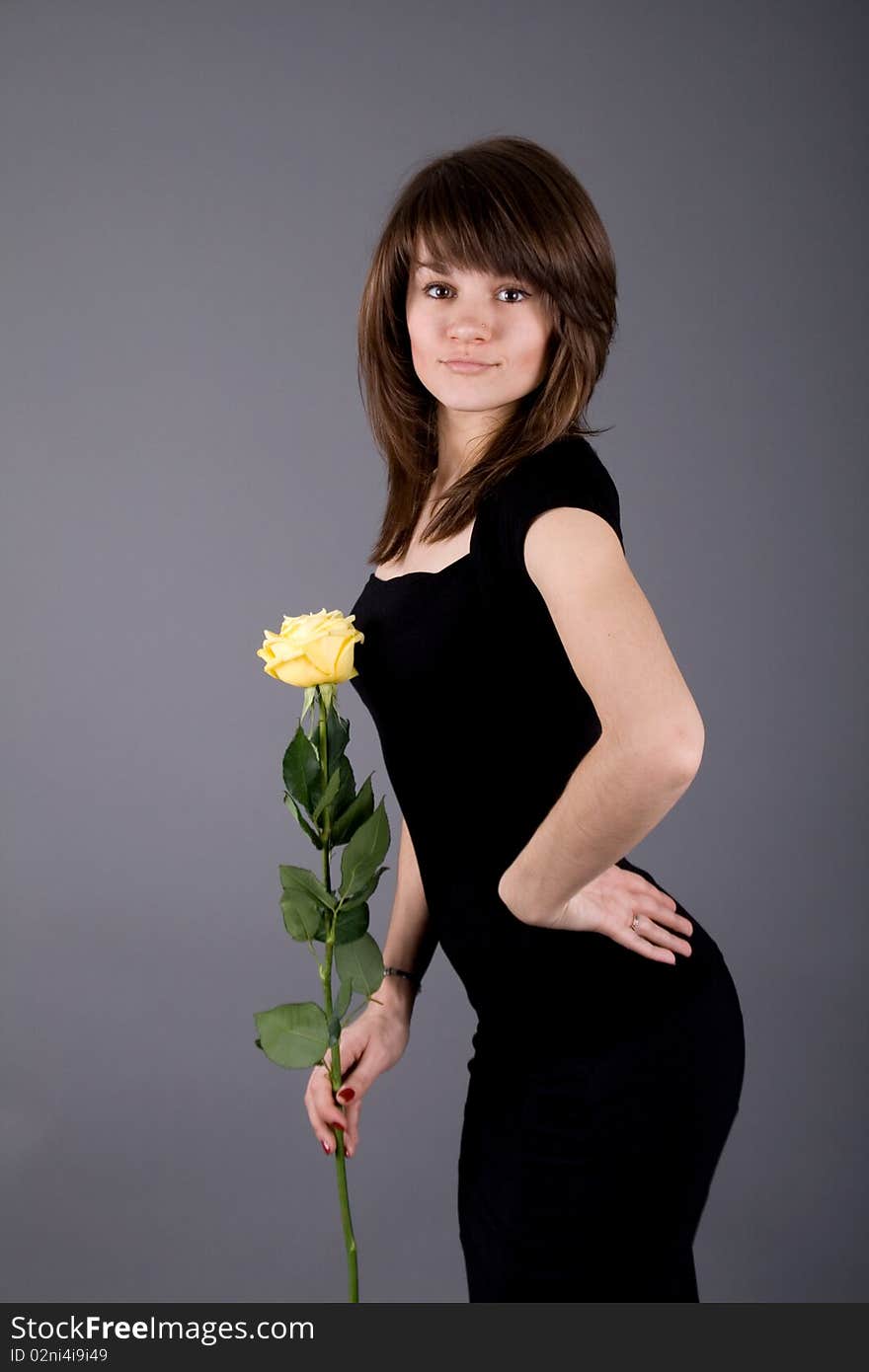 Beautiful girl with rose