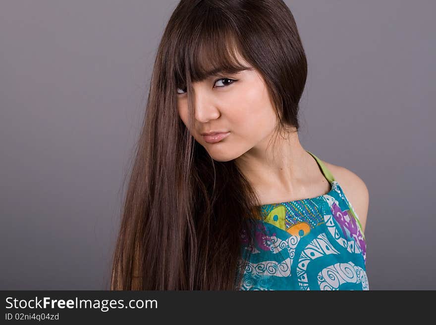 Closeup studio portrait of a beautiful woman. Closeup studio portrait of a beautiful woman