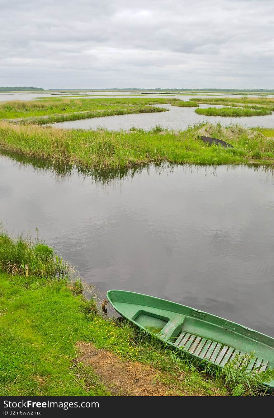 Boat and lake.