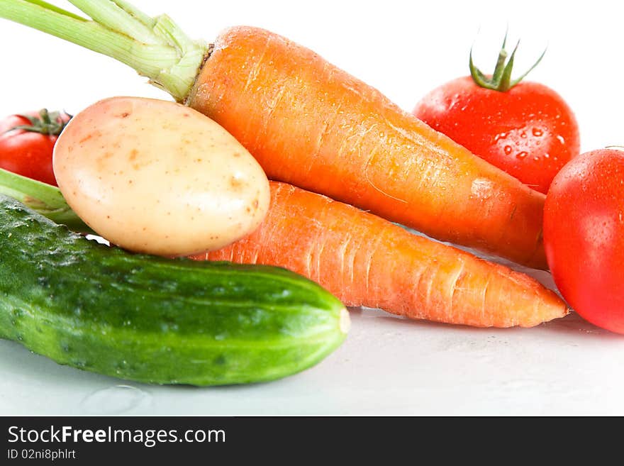 Close-up Shot Of Fresh Wet Vegetables