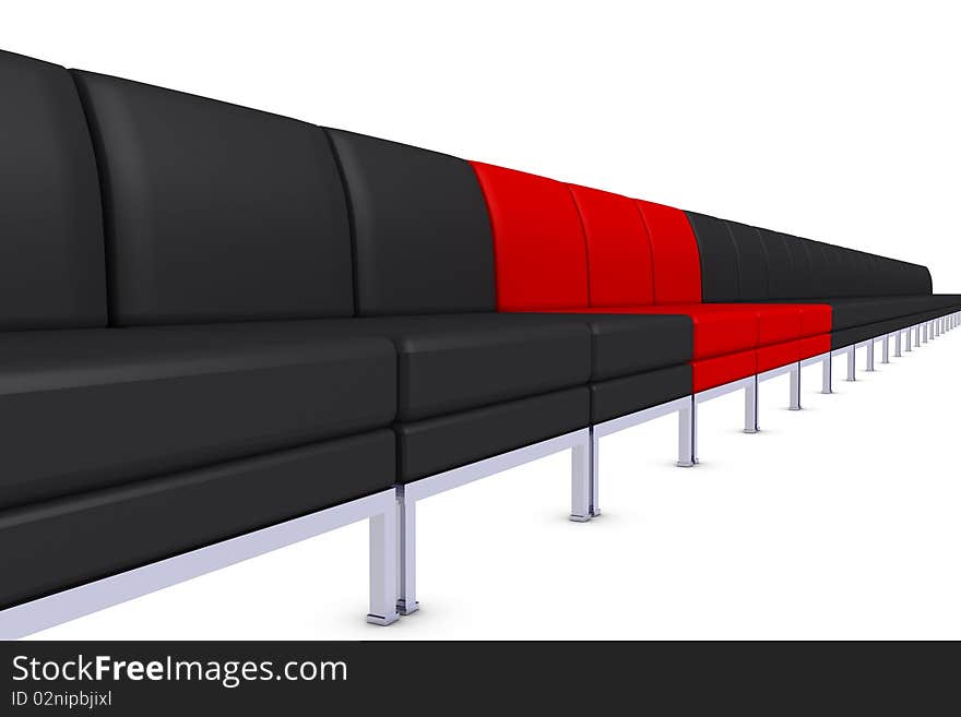 Black and red seats