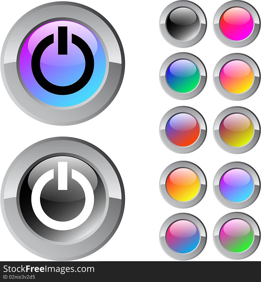 Power multicolor glossy round web buttons. Power multicolor glossy round web buttons.