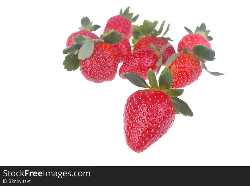 Pile of bright red ripe clean strawberries