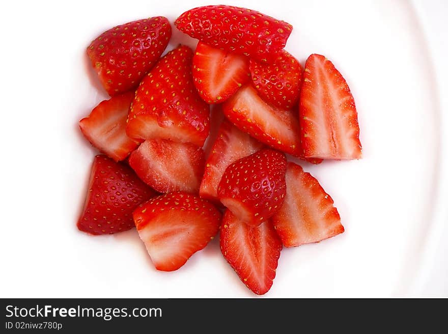 Pile of bright red ripe clean strawberries