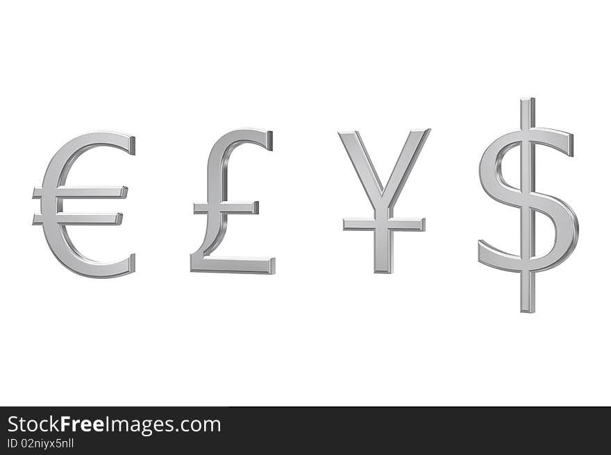 Chrome money signs alias isolated on a white