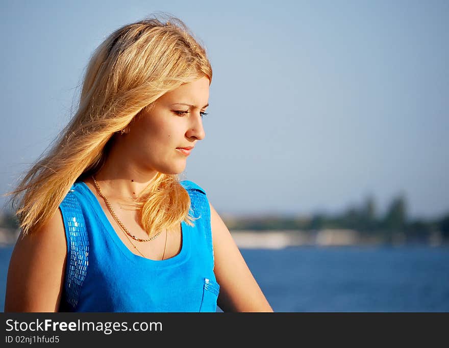 Summer day, girl and sea