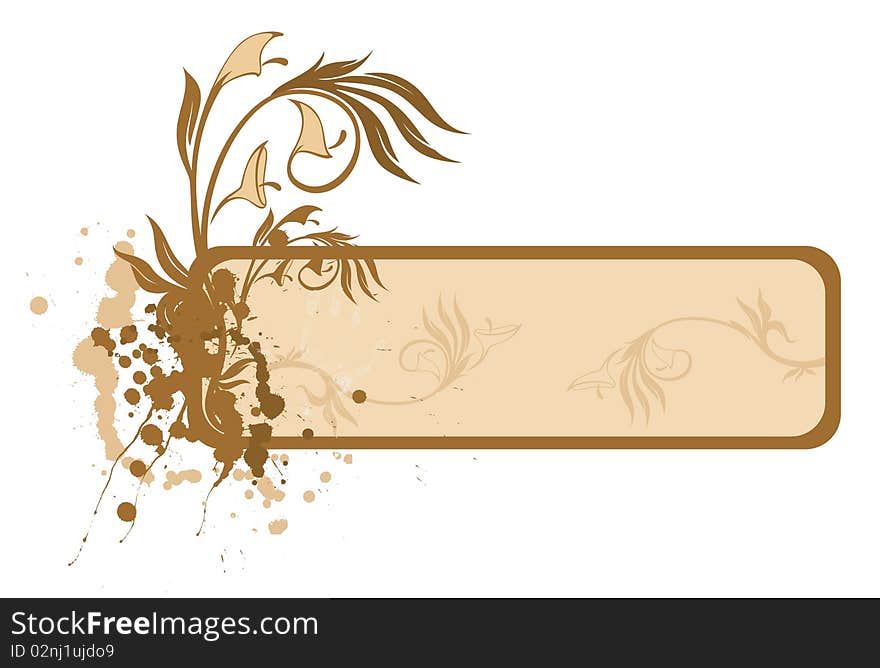 Illustration of grunge floral abstract banner with blots