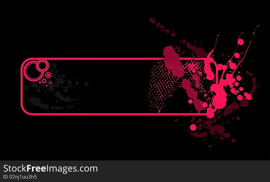 Illustration of grunge floral abstract banner with blots