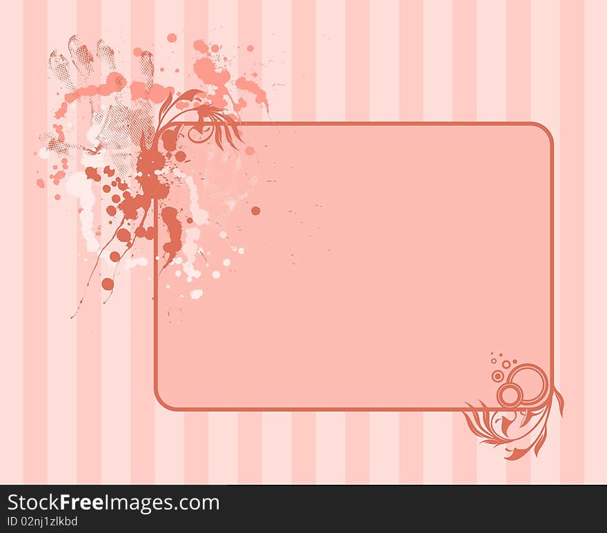 Illustration of grunge floral abstract banner with blots