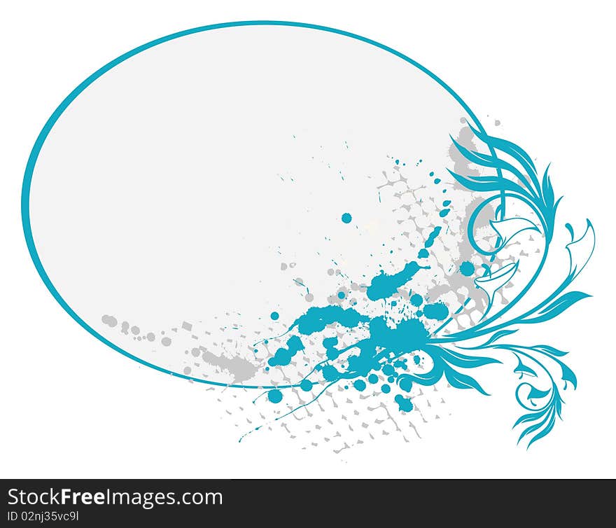 Illustration of grunge floral abstract banner with blots