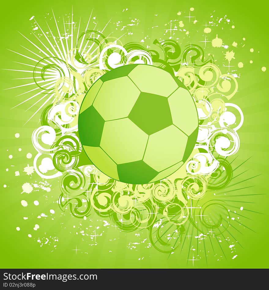 Football on a green background for a design