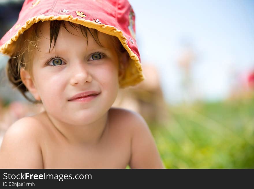 Portrait of a cute liitle girl close-up