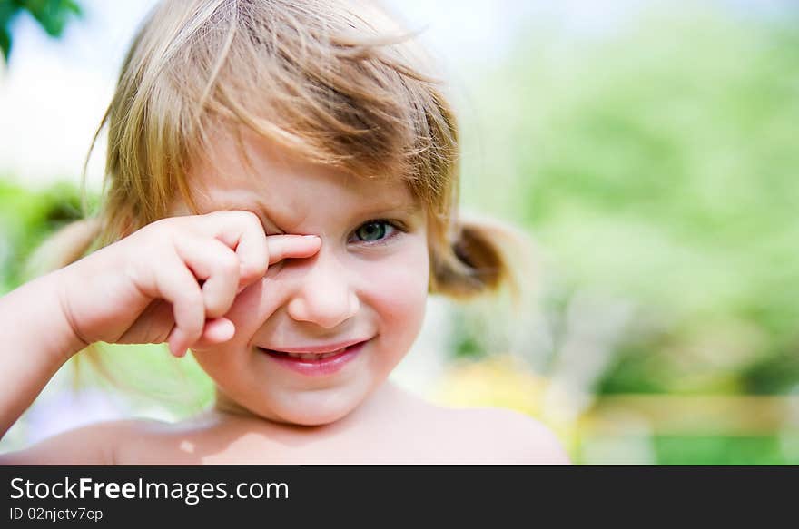 Portrait of a cute liitle girl close-up