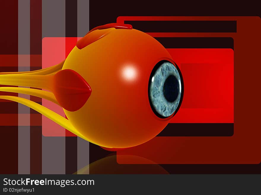 Digital illustration of eye in digital background