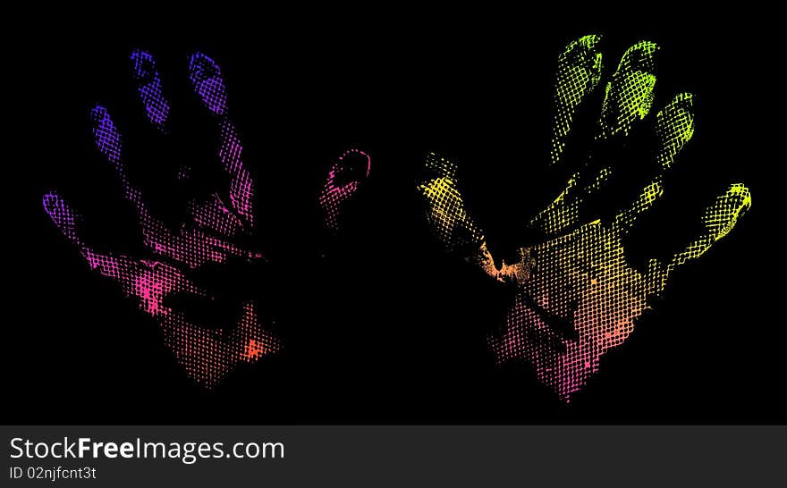 Grunge abstract imprints of hands