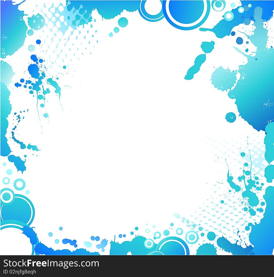 Illustration of grunge floral abstract banner with blots