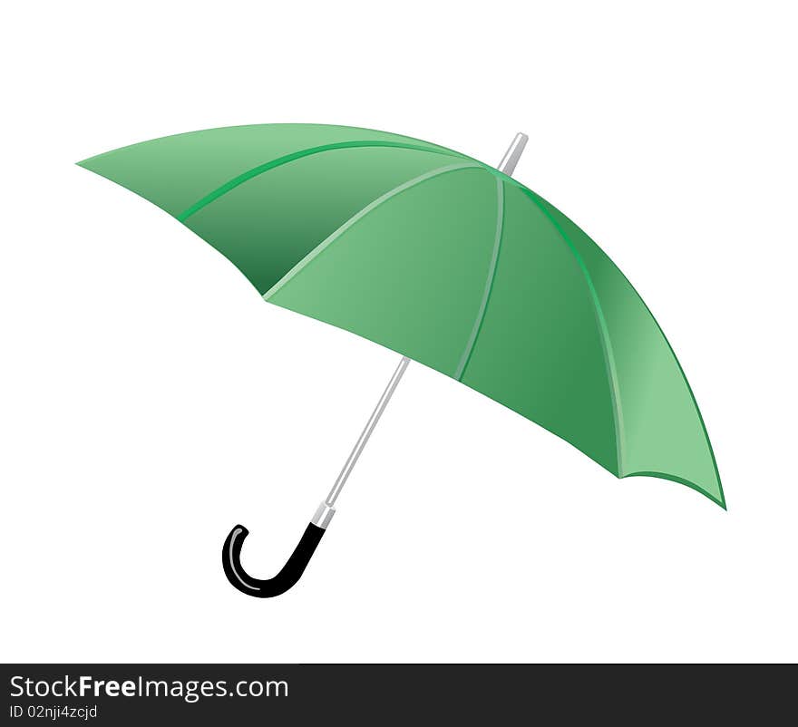 Green umbrella on white background