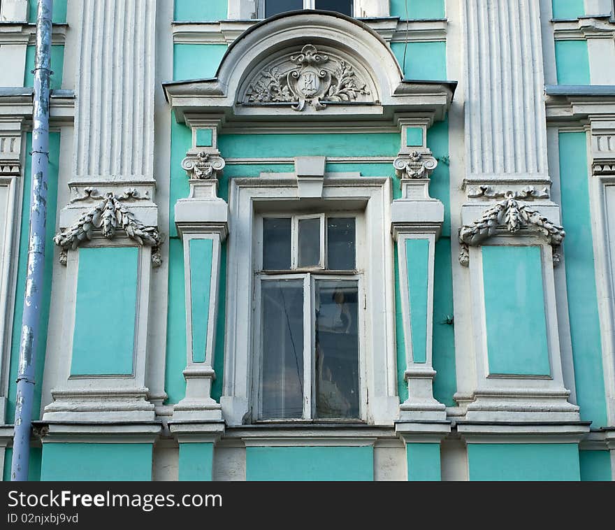 Old window in historic center of Moscow, Russia.