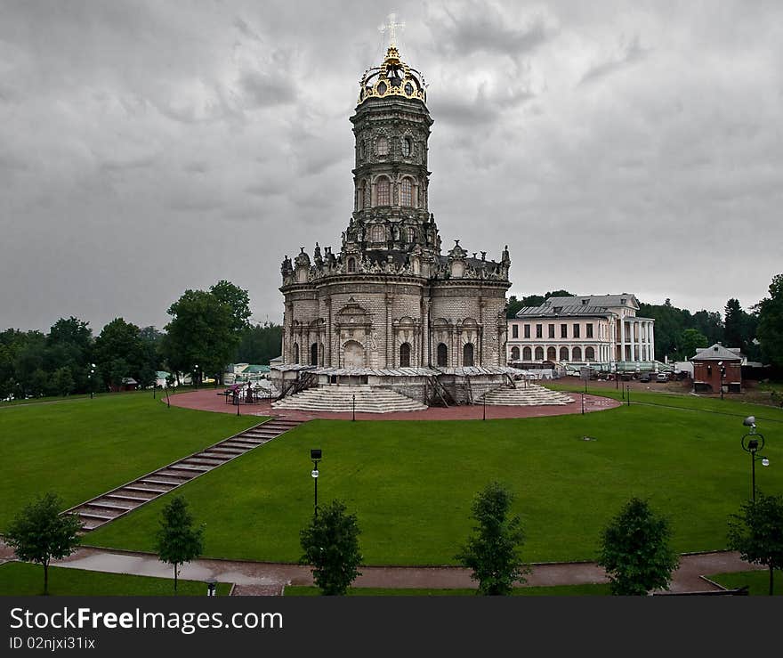 Beautiful church on stormy weather