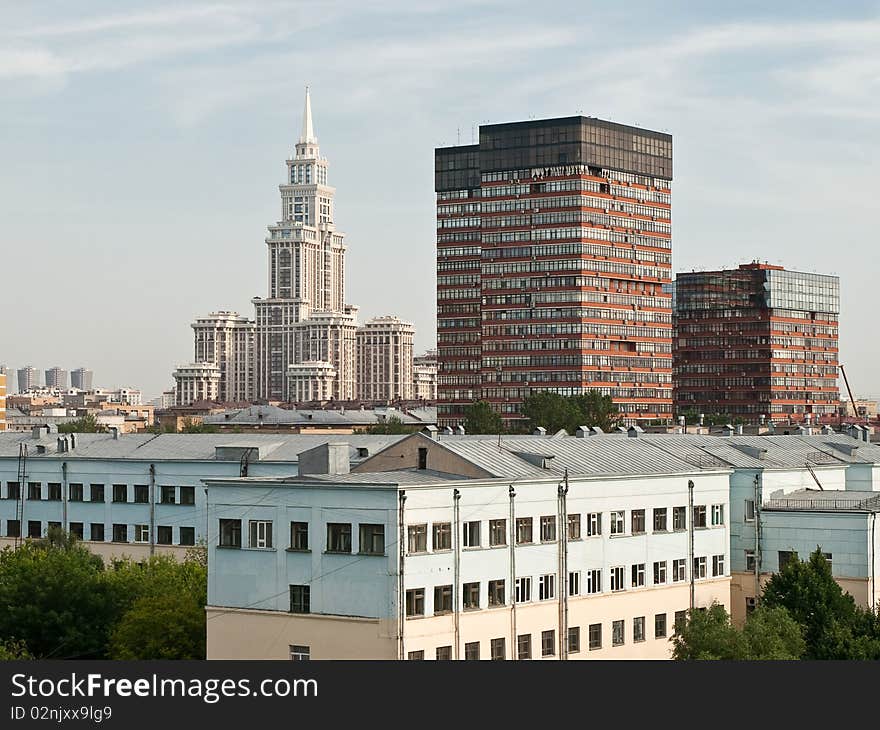 City birdfly view. Moscow.