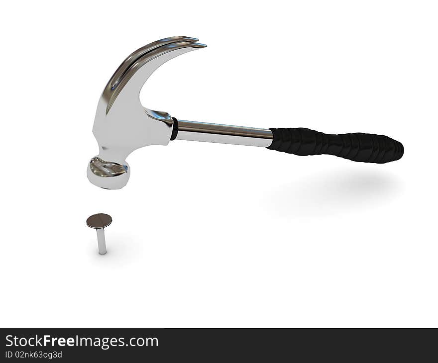 Iron hammer over white background. 3d rendered image