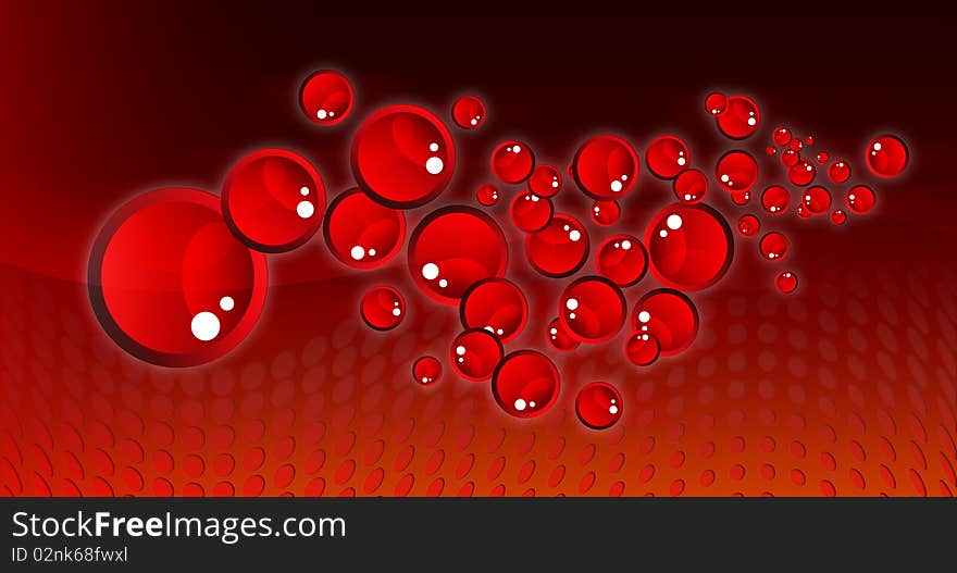 Red bubbles modern fantastic design with background