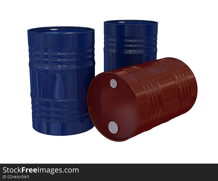 Fuel drum over white background. 3d rendered image