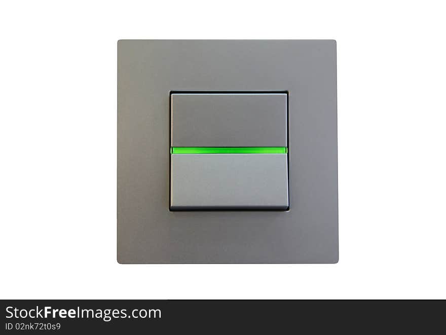 Traditional electrical switch on a white background close up