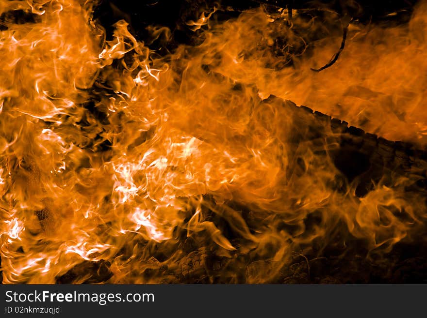 Closeup of the blazing fire of dry forest. Closeup of the blazing fire of dry forest.