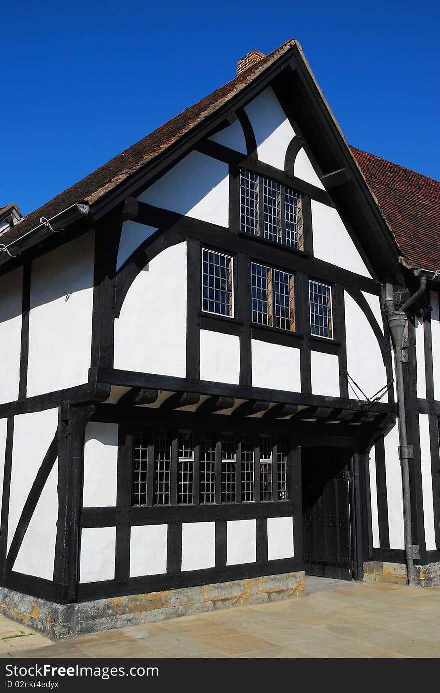 Public library at Stratford upon avon Henley Street warwickshire england half timbered tudor style