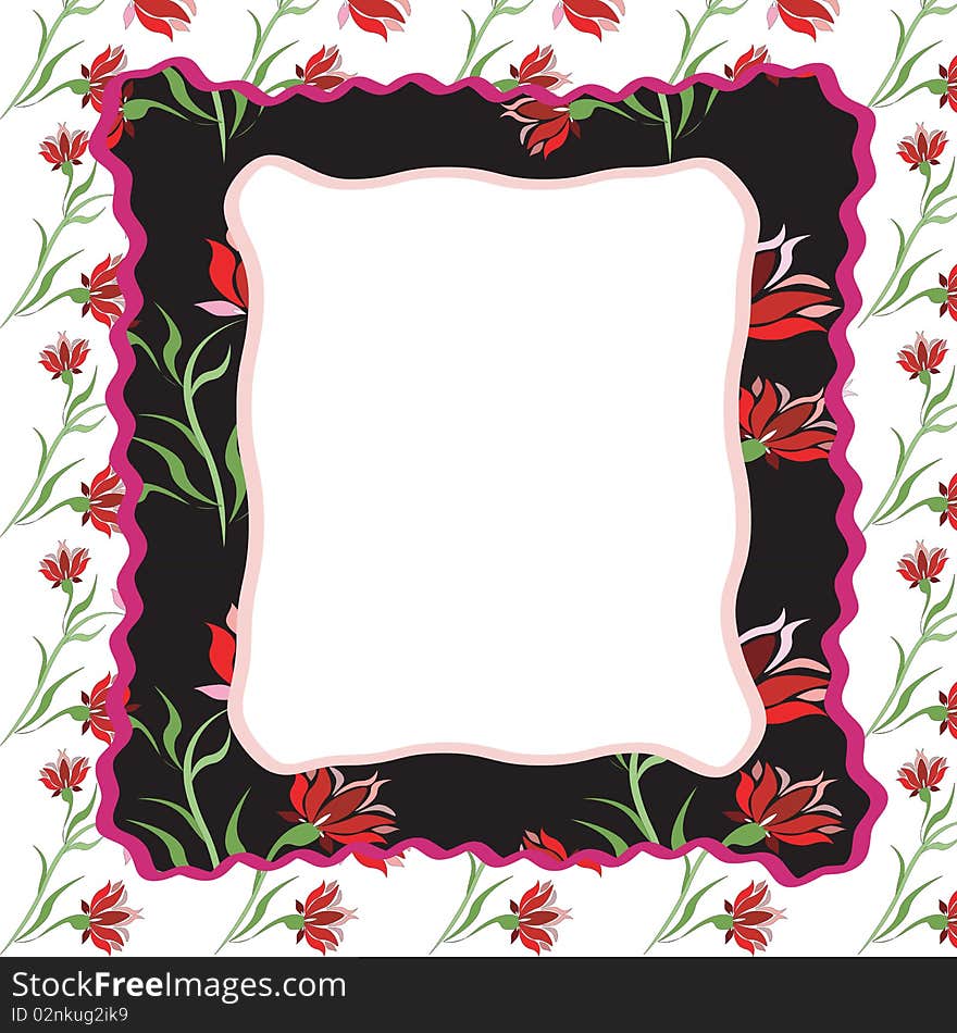 Black-white  frame with floral ornament.