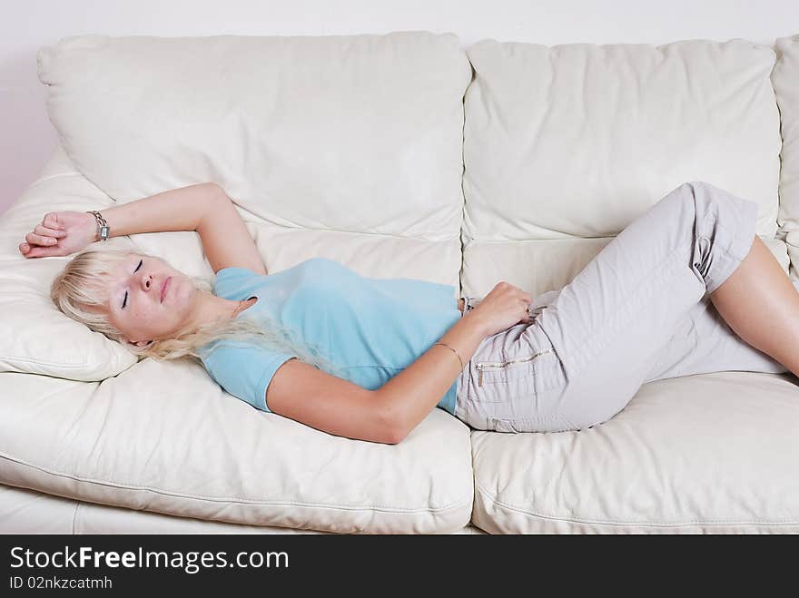 Blond woman resting