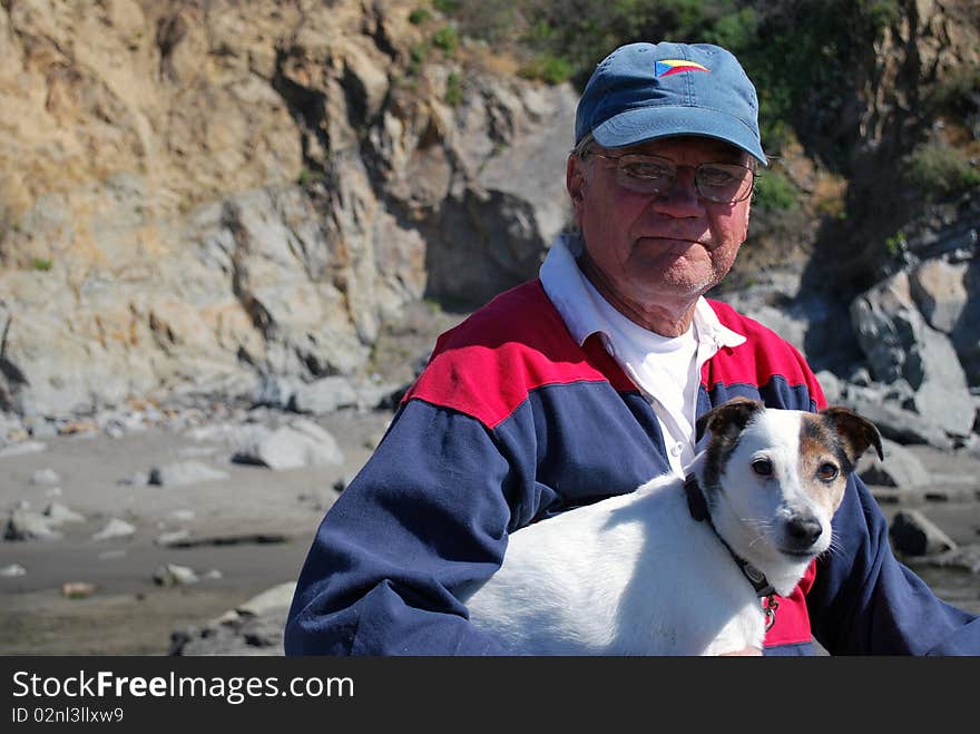 Mature Man And His Dog