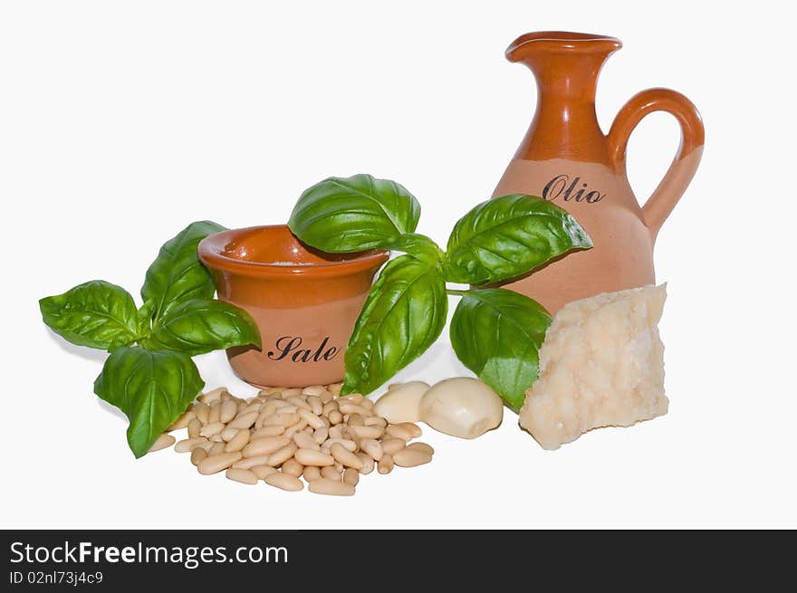 Ingredients of pesto sauce