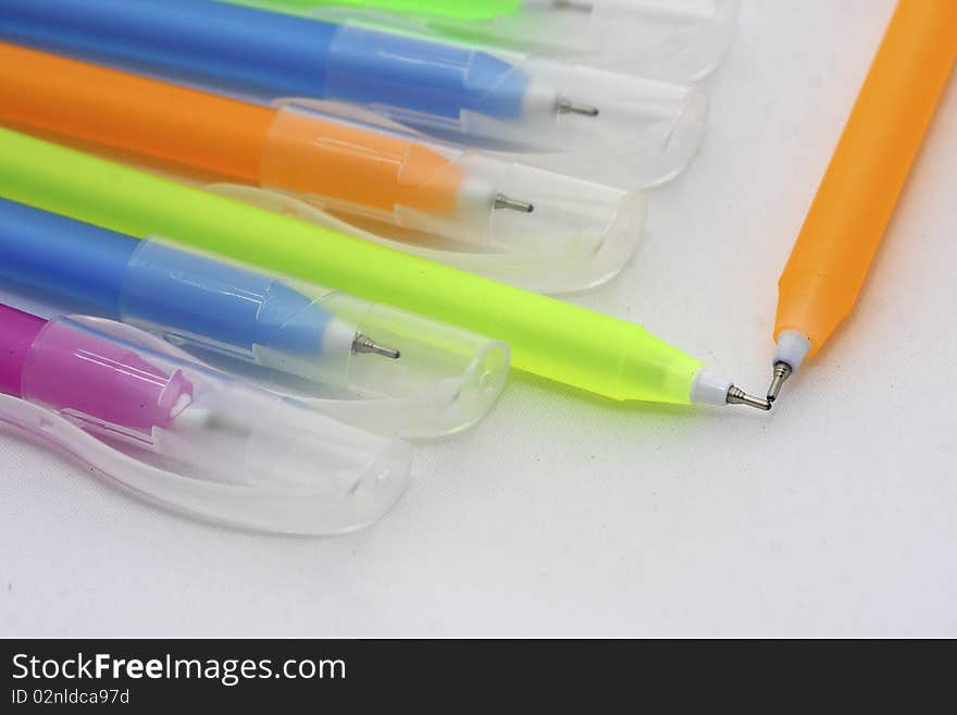 Colors pen isolated on white background