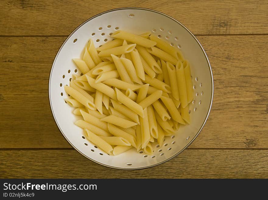 Pasta in colander