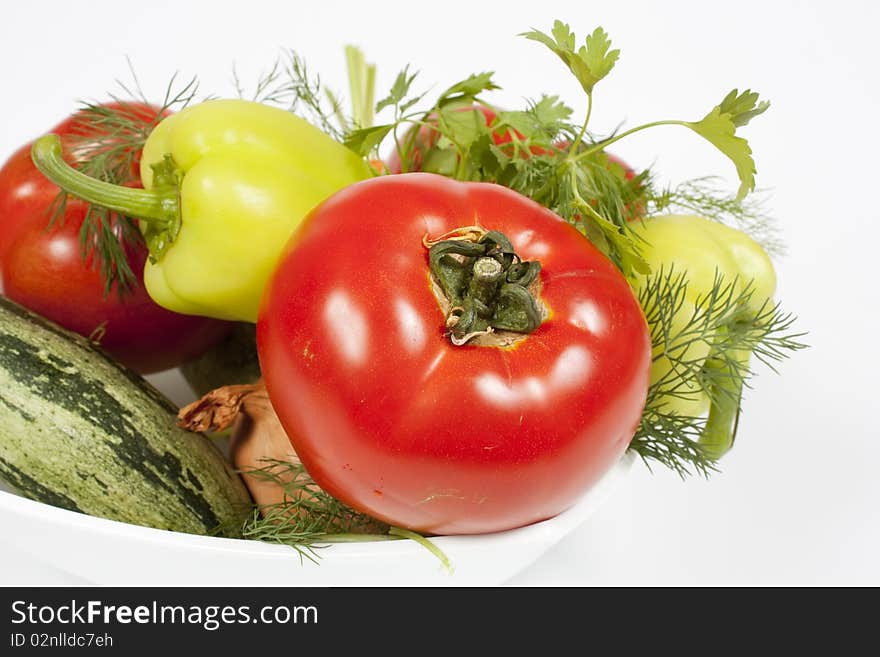 Photo of vegetables against white