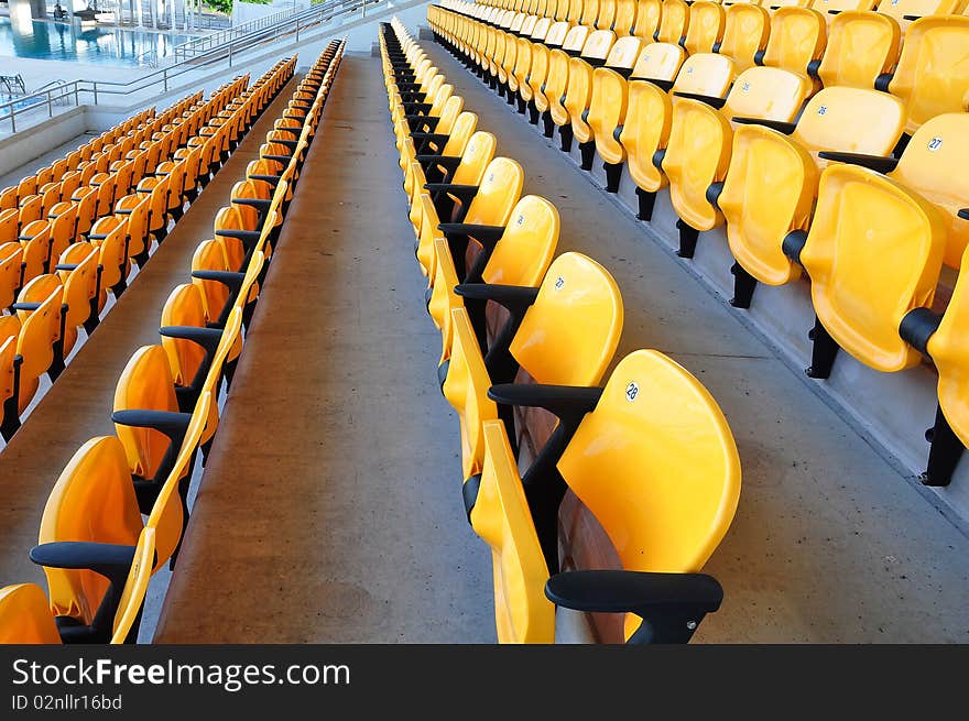 Row yellow seat in arena