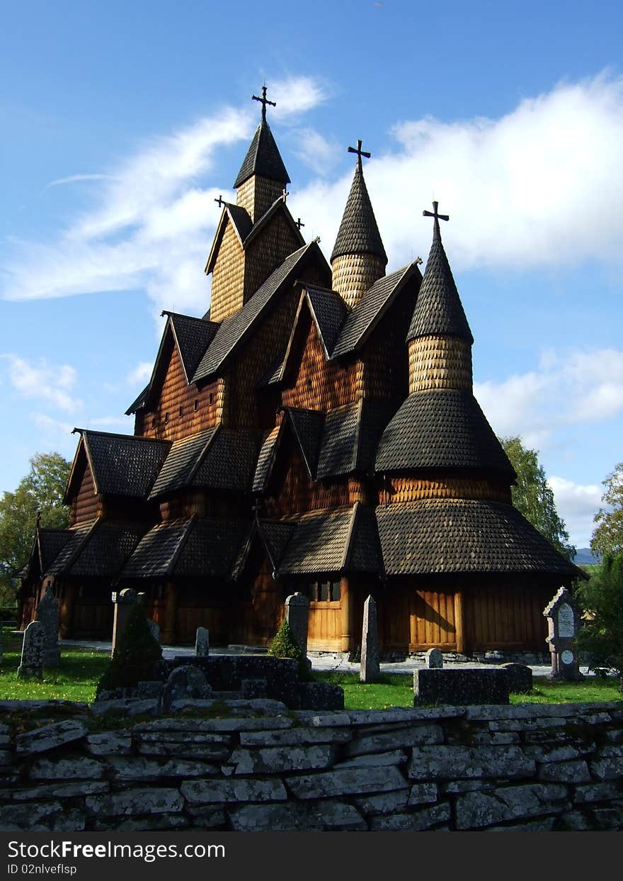 The largest stave church in Norway. From the 12th century. The largest stave church in Norway. From the 12th century.