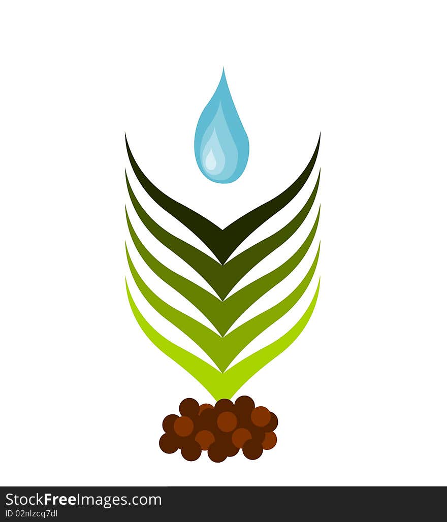 Plant growing from soil watered. Symbolic illustration. Plant growing from soil watered. Symbolic illustration