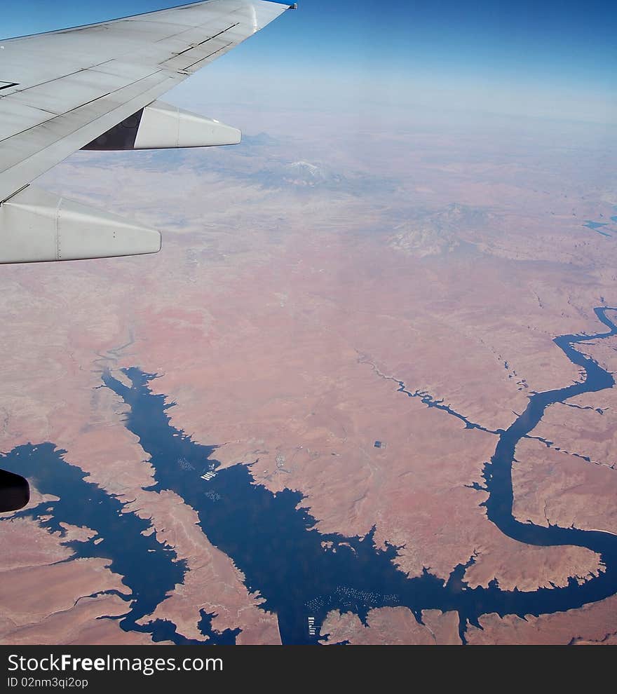 Veiw of earth thru a airplane window. Veiw of earth thru a airplane window