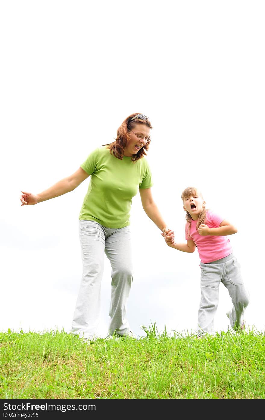 Girl with mother nature exercise. Girl with mother nature exercise