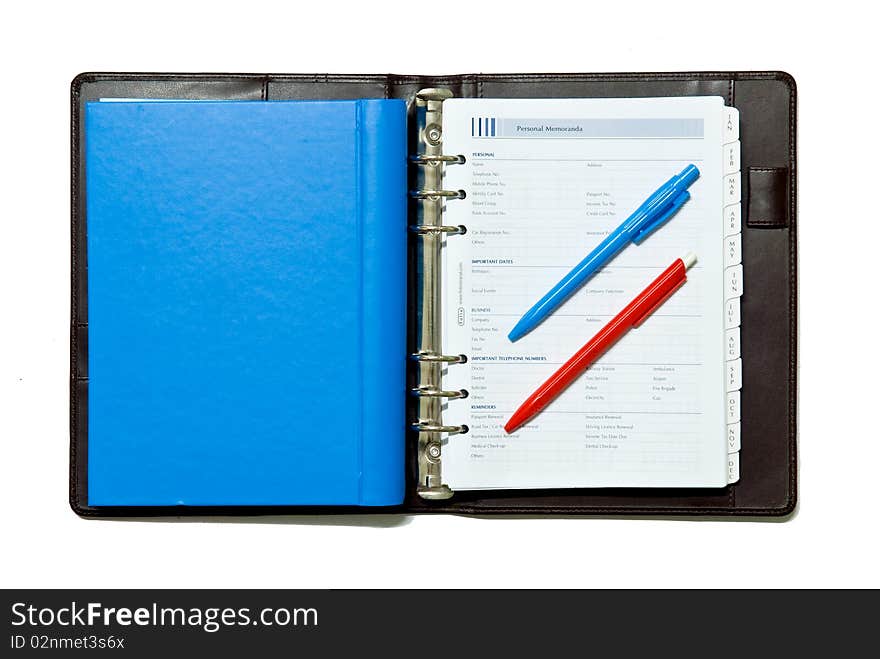 A notebook on white background